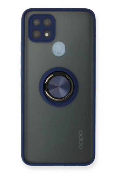 Newface Oppo A15 Kılıf Montreal Yüzüklü Silikon Kapak - Lacivert resmi