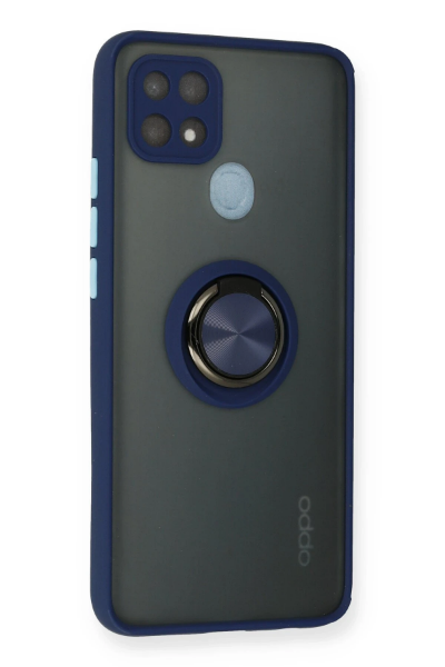 Newface Oppo A15 Kılıf Montreal Yüzüklü Silikon Kapak - Lacivert resmi