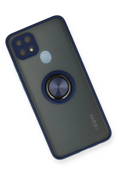 Newface Oppo A15 Kılıf Montreal Yüzüklü Silikon Kapak - Lacivert resmi