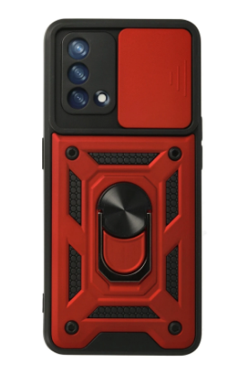 Newface Oppo A74 4G Kılıf Pars Lens Yüzüklü Silikon - Kırmızı resmi