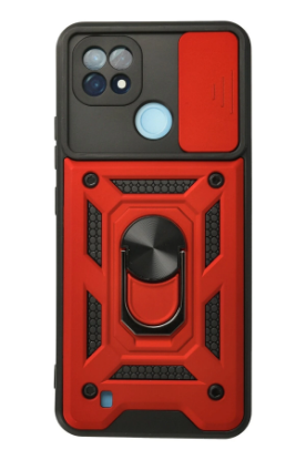 Newface Realme C21 Kılıf Pars Lens Yüzüklü Silikon - Kırmızı resmi