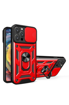 Newface iPhone 16 Pro Max Kılıf Pars Lens Yüzüklü Silikon - Kırmızı resmi