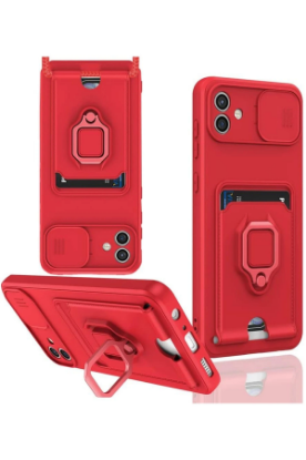 Newface Samsung Galaxy A06 Kılıf Zuma Kartvizitli Yüzüklü Silikon - Kırmızı resmi