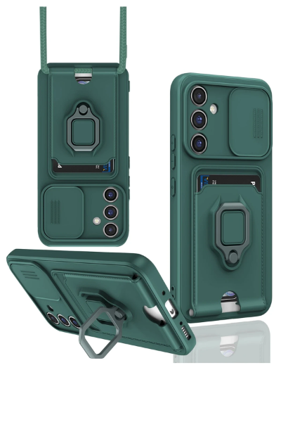 Newface Samsung Galaxy A16 5G Kılıf Zuma Kartvizitli Yüzüklü Silikon - Yeşil resmi