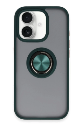 Newface iPhone 16 Kılıf Montreal Yüzüklü Silikon Kapak - Yeşil resmi