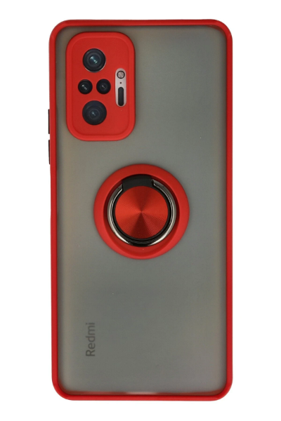 Newface Xiaomi Redmi Note 10 Pro Kılıf Montreal Yüzüklü Silikon Kapak - Kırmızı resmi