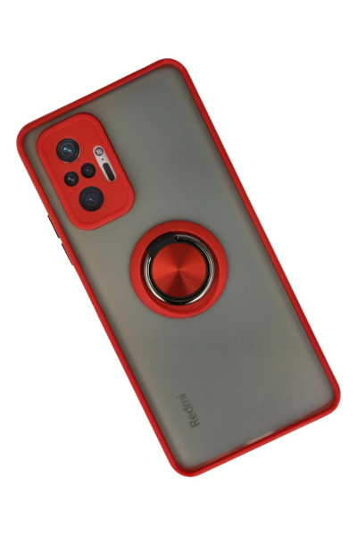 Newface Xiaomi Redmi Note 10 Pro Kılıf Montreal Yüzüklü Silikon Kapak - Kırmızı resmi
