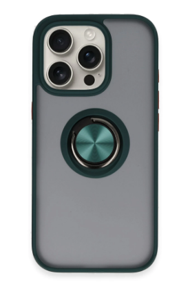 Newface iPhone 16 Pro Max Kılıf Montreal Yüzüklü Silikon Kapak - Yeşil resmi