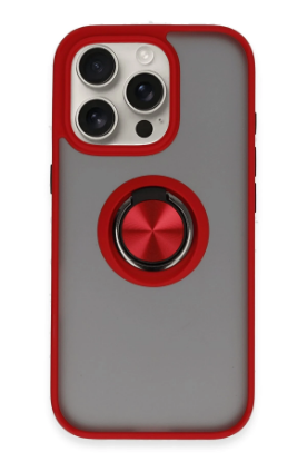 Newface iPhone 16 Pro Max Kılıf Montreal Yüzüklü Silikon Kapak - Kırmızı resmi
