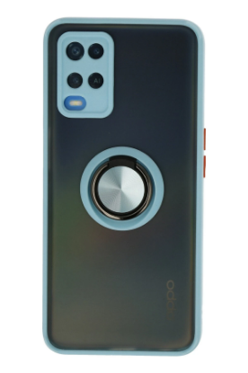 Newface Oppo A54 4G Kılıf Montreal Yüzüklü Silikon Kapak - Buz Mavi resmi