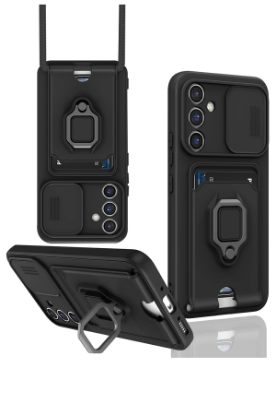 Newface Samsung Galaxy A56 Kılıf Zuma Kartvizitli Yüzüklü Silikon - Siyah resmi