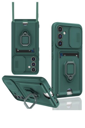 Newface Samsung Galaxy A56 Kılıf Zuma Kartvizitli Yüzüklü Silikon - Yeşil resmi