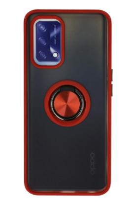 Newface Oppo A74 4G Kılıf Montreal Yüzüklü Silikon Kapak - Kırmızı resmi