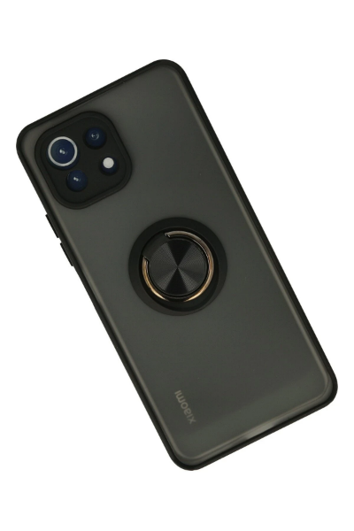 Newface Xiaomi Mİ 11 Lite Kılıf Montreal Yüzüklü Silikon Kapak - Siyah resmi