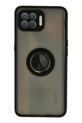 Newface Oppo Reno 4 Lite Kılıf Montreal Yüzüklü Silikon Kapak - Siyah resmi