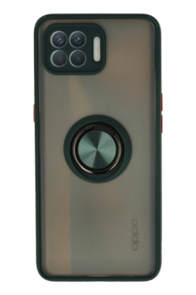 Newface Oppo Reno 4 Lite Kılıf Montreal Yüzüklü Silikon Kapak - Yeşil resmi