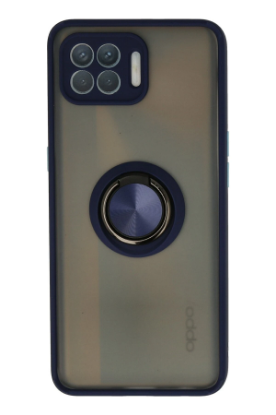 Newface Oppo Reno 4 Lite Kılıf Montreal Yüzüklü Silikon Kapak - Lacivert resmi