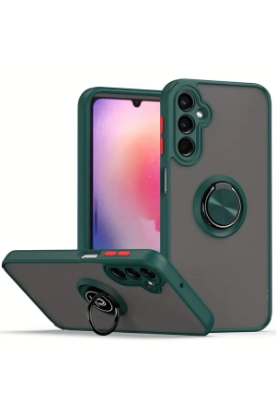 Newface Samsung Galaxy A56 Kılıf Montreal Yüzüklü Silikon Kapak - Yeşil resmi