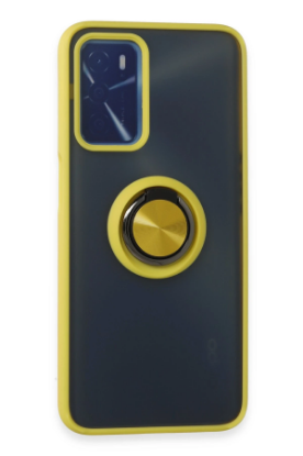 Newface Oppo A16 Kılıf Montreal Yüzüklü Silikon Kapak - Sarı resmi