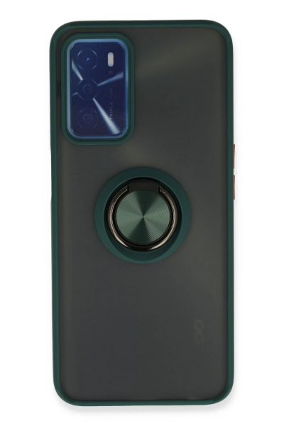 Newface Oppo A16 Kılıf Montreal Yüzüklü Silikon Kapak - Yeşil resmi