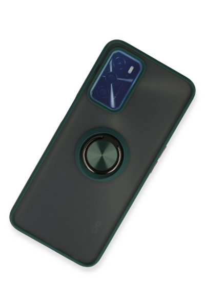 Newface Oppo A16 Kılıf Montreal Yüzüklü Silikon Kapak - Yeşil resmi