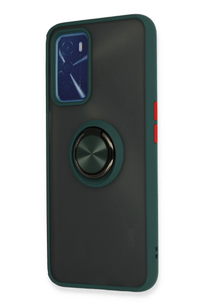 Newface Oppo A16 Kılıf Montreal Yüzüklü Silikon Kapak - Yeşil resmi