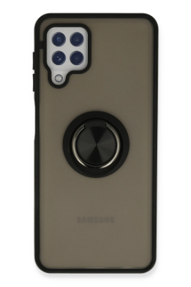 Newface Samsung Galaxy A22 Kılıf Montreal Yüzüklü Silikon Kapak - Siyah resmi