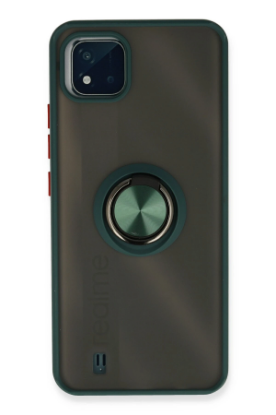 Newface Realme C11 2021 Kılıf Montreal Yüzüklü Silikon Kapak - Yeşil resmi
