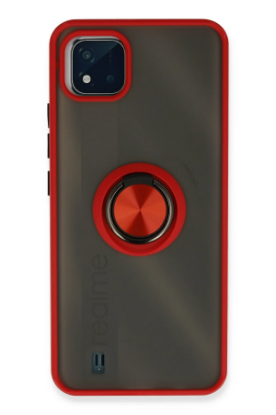 Newface Realme C11 2021 Kılıf Montreal Yüzüklü Silikon Kapak - Kırmızı resmi