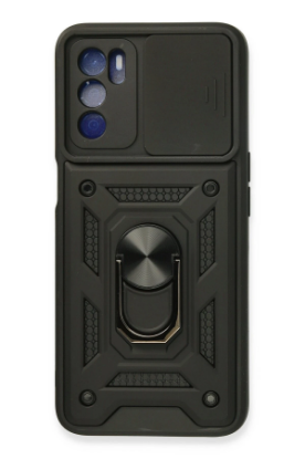 Newface Oppo A16 Kılıf Pars Lens Yüzüklü Silikon - Siyah resmi