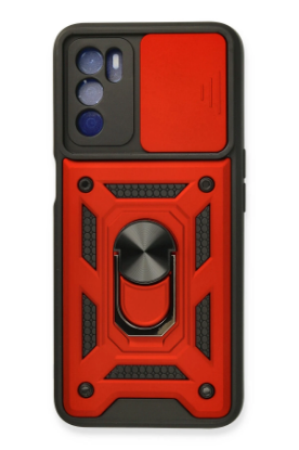 Newface Oppo A16 Kılıf Pars Lens Yüzüklü Silikon - Kırmızı resmi