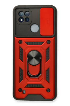 Newface Realme C11 2021 Kılıf Pars Lens Yüzüklü Silikon - Kırmızı resmi