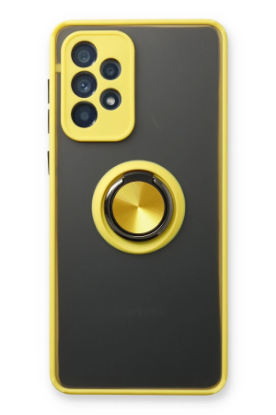 Newface Samsung Galaxy A13 4G Kılıf Montreal Yüzüklü Silikon Kapak - Sarı resmi