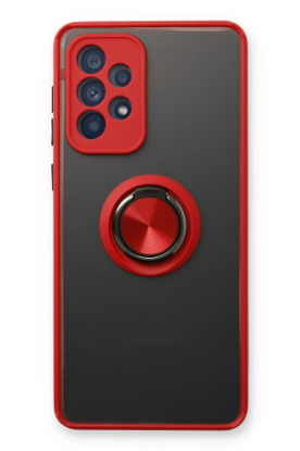 Newface Samsung Galaxy A13 4G Kılıf Montreal Yüzüklü Silikon Kapak - Kırmızı resmi