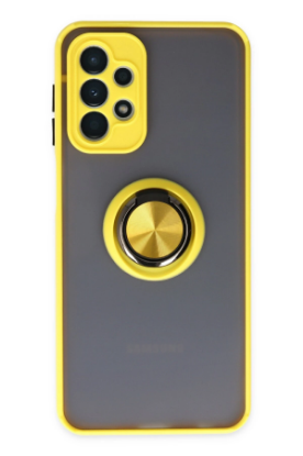 Newface Samsung Galaxy A23 4G Kılıf Montreal Yüzüklü Silikon Kapak - Sarı resmi