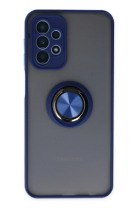 Newface Samsung Galaxy A23 4G Kılıf Montreal Yüzüklü Silikon Kapak - Lacivert resmi