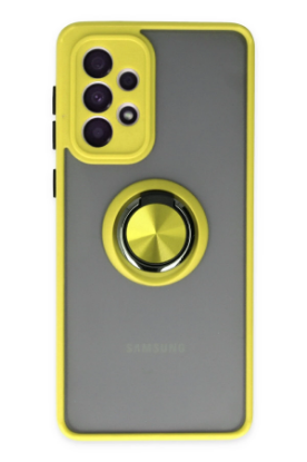 Newface Samsung Galaxy A33 5G Kılıf Montreal Yüzüklü Silikon Kapak - Sarı resmi
