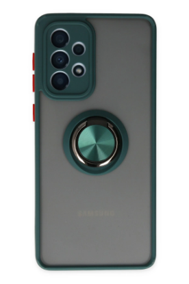 Newface Samsung Galaxy A33 5G Kılıf Montreal Yüzüklü Silikon Kapak - Yeşil resmi