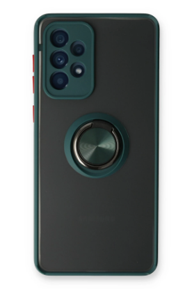 Newface Samsung Galaxy A73 5G Kılıf Montreal Yüzüklü Silikon Kapak - Yeşil resmi