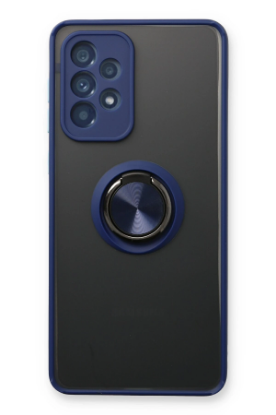 Newface Samsung Galaxy A73 5G Kılıf Montreal Yüzüklü Silikon Kapak - Lacivert resmi