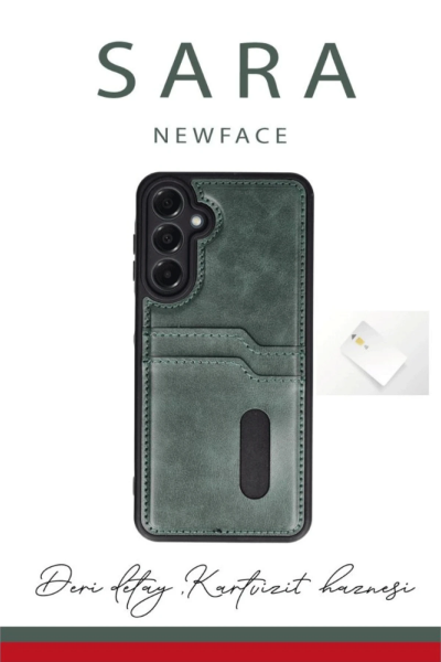 Newface Samsung Galaxy A25 5G Kılıf Sara Kartvizitli Deri Kılıf - Lacivert resmi
