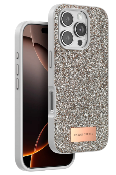 Onegif iPhone 16 Pro Max Bright Simli Kapak - Gold resmi