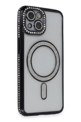 Newface iPhone 13 Kılıf Joke Simli Magneticsafe Kılıf - Siyah resmi
