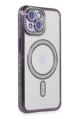 Newface iPhone 13 Kılıf Joke Simli Magneticsafe Kılıf - Derin Mor resmi