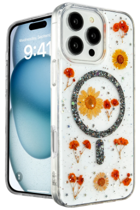 Newface iPhone 16 Pro Kılıf Daisy Simli Magsafe Kapak - Siyah resmi