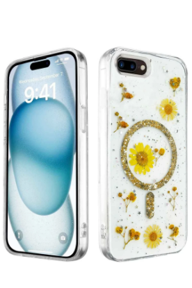 Newface iPhone 7 Kılıf Daisy Simli Magsafe Kapak - Gold resmi