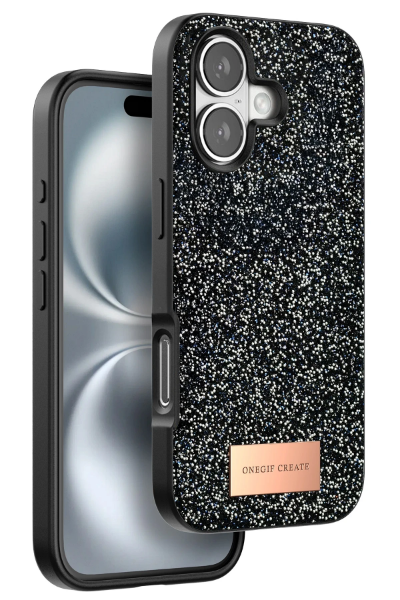 Onegif iPhone 16 Plus Bright Simli Kapak - Siyah resmi