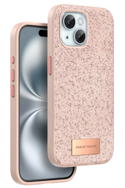 Onegif iPhone 15 Plus Bright Simli Kapak - Pembe resmi