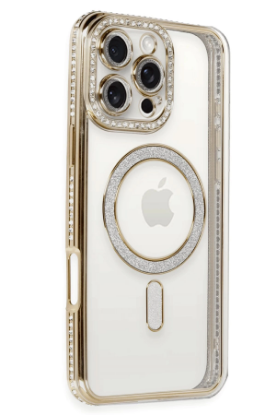Newface iPhone 16 Pro Kılıf Joke Simli Magneticsafe Kılıf - Gold resmi