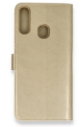 Newface Samsung Galaxy A20S Kılıf Trend S Plus Kapaklı Kılıf - Gold resmi